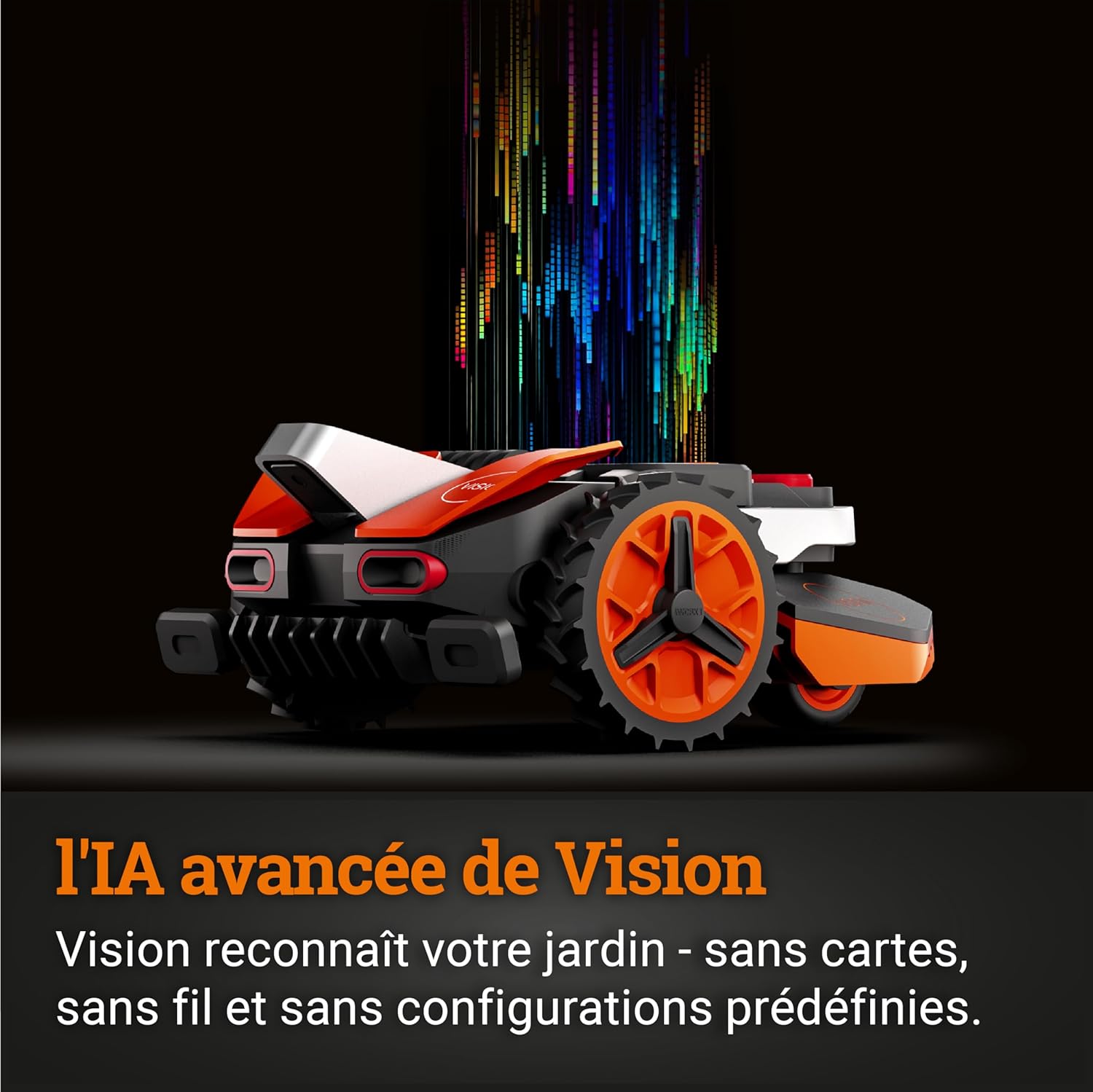 WORX LANDROID Vision WR205E, Robot Tondeuse sans Fil périphérique 500 m² Surf.Max 600 m², Installation en 30 Min, Caméra 4K + IA Adaptative, évite Tous Les Obstacles, Coupe des Bordures, Multizone