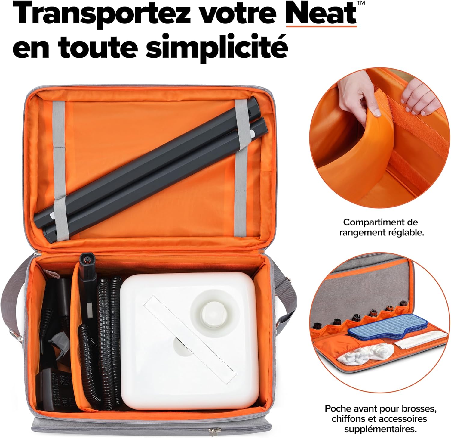 Nettoyeur vapeur Dupray Neat avec kit de 18 accessoires – Nettoyage puissant, sans produits chimiques pour sols, voiture, carrelage, joints et plus (Neat avec le sac de rangement the Awesome Bag)