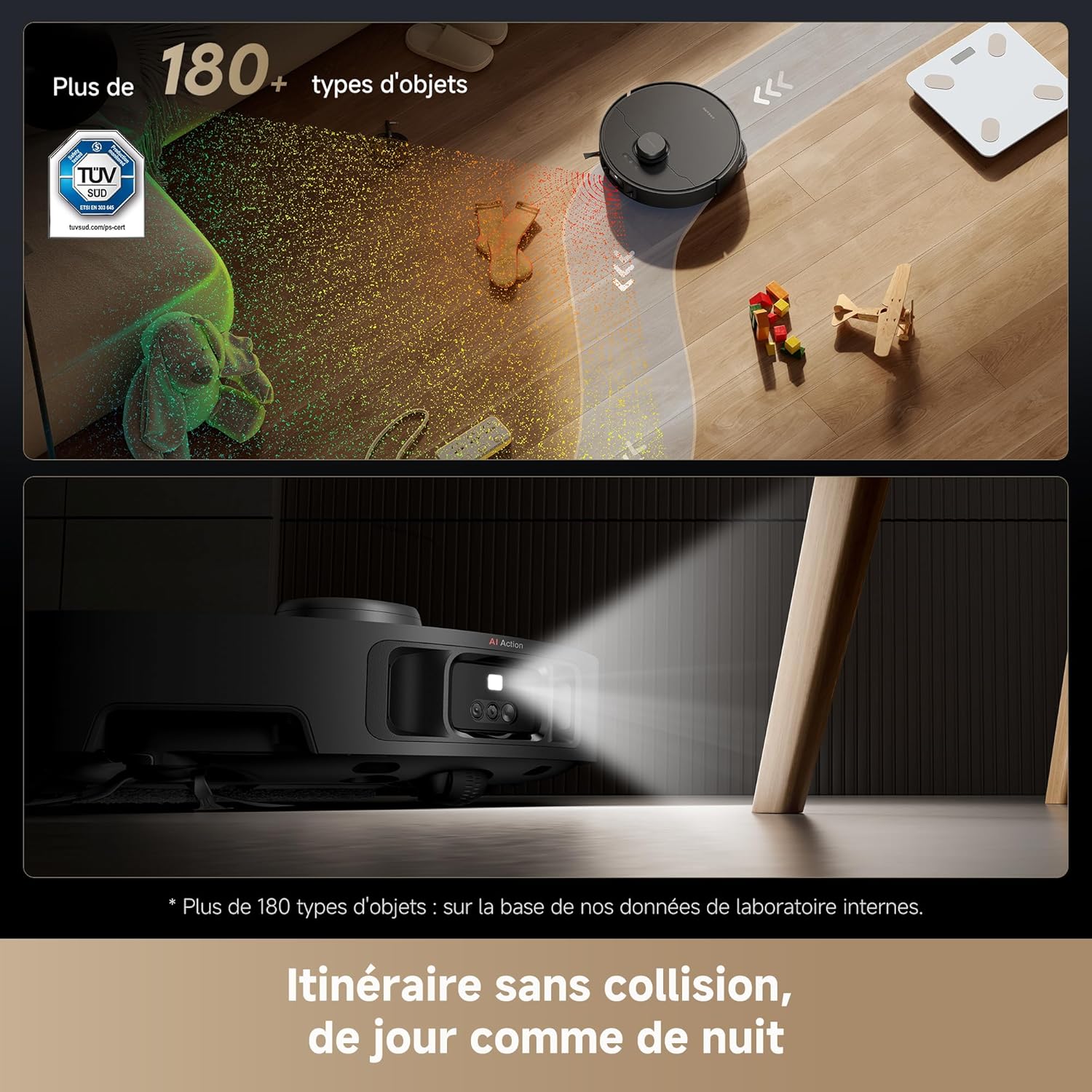 DREAME L40s Pro Ultra Robot Aspirateur, 19 000 Pa, Brosse Double HyperStream, Franchit 4 cm, Brosse latérale extensible et relevable, Nettoyage à la serpillière à l'eau chaude à 75°C,Auto-nettoyant3.0