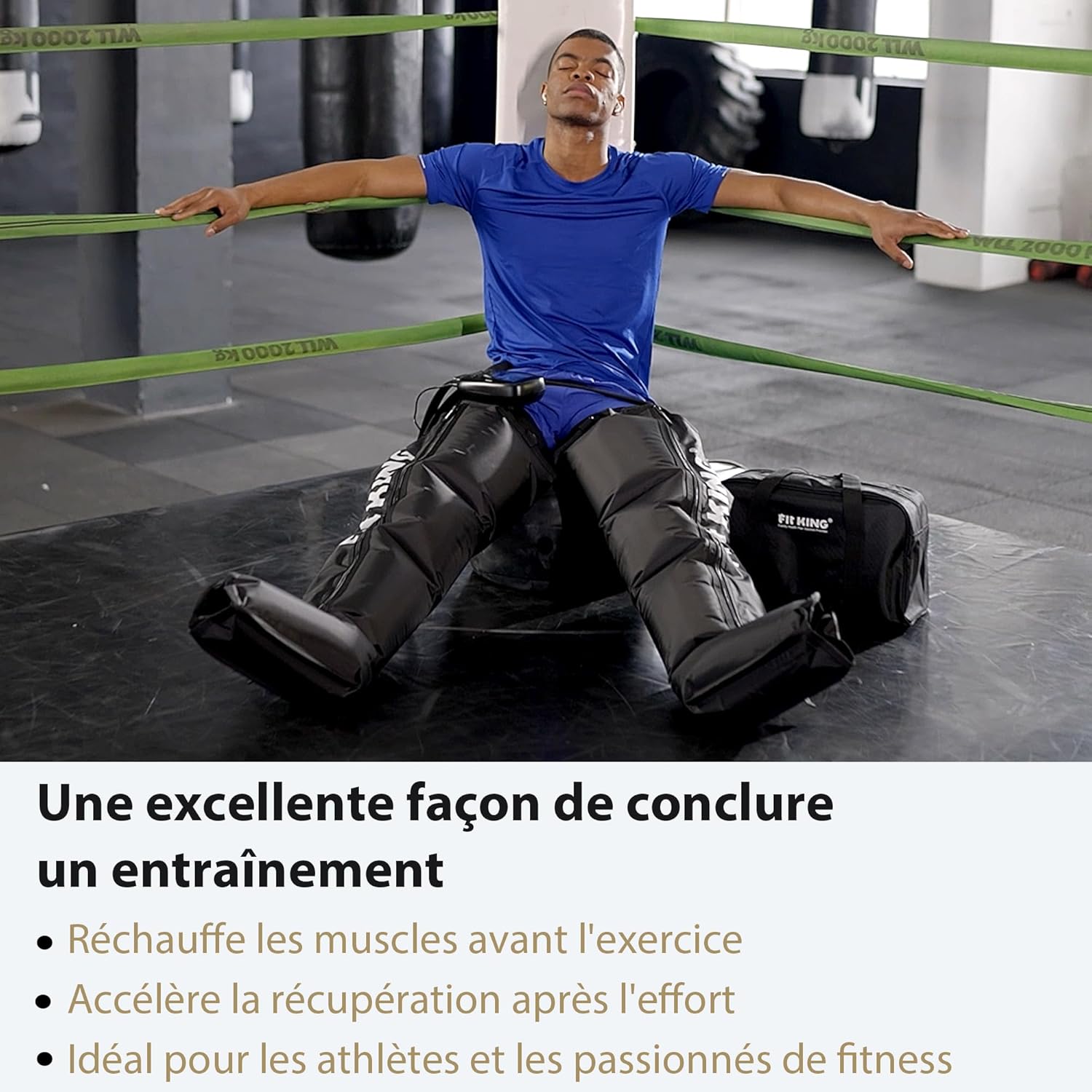 FIT KING Massage Jambes, Bottes de Pressothérapie pour la Détente, Appareil de Massage Piedss Idéal après le Sport pour des Jambes Légères (M)