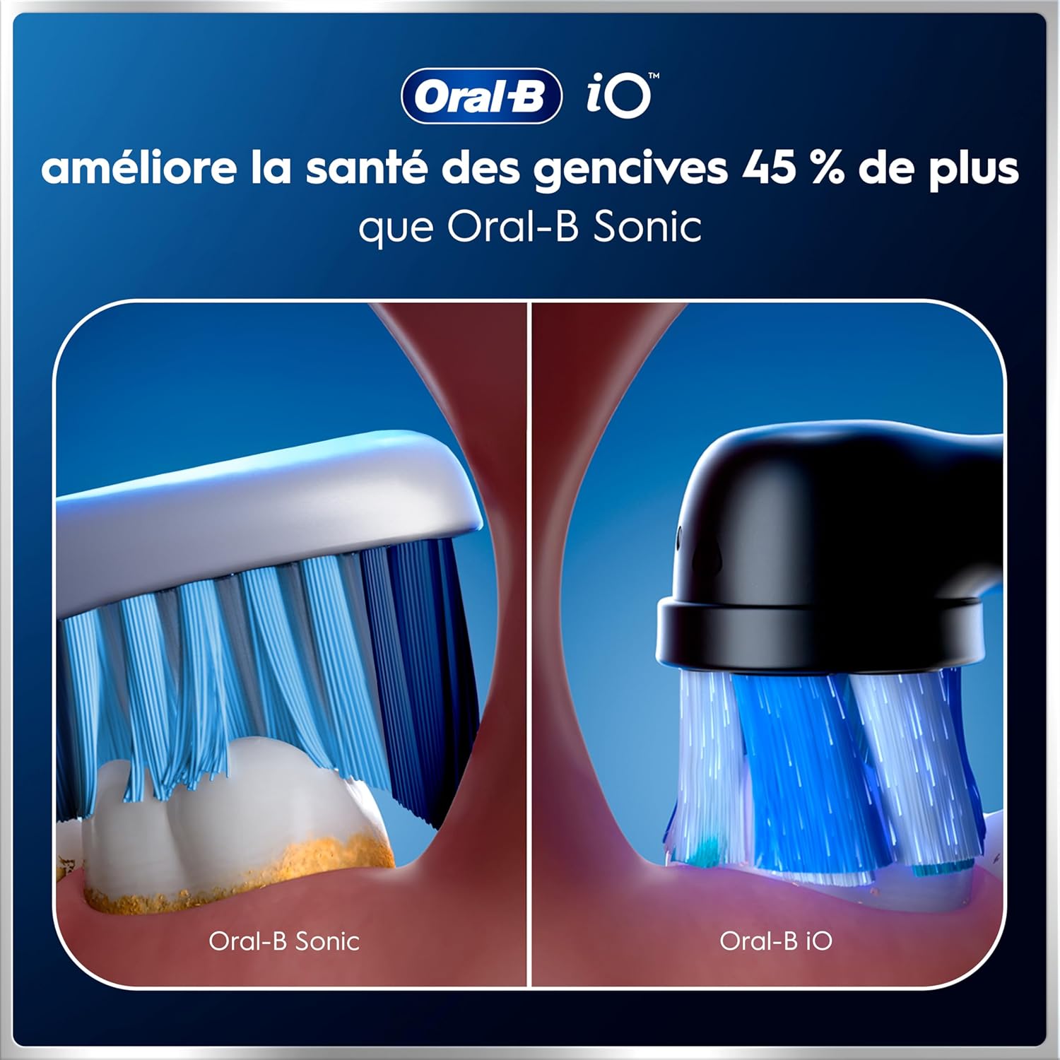 Oral-B Brosse A Dents Electrique iO 6 Noire, 5 Modes De Brossage Dont Blancheur Et Soin Des Gencives, Capteur De Pression, Ecran Interactif, 2 Brossettes De Rechange Oral B, Etui De Voyage