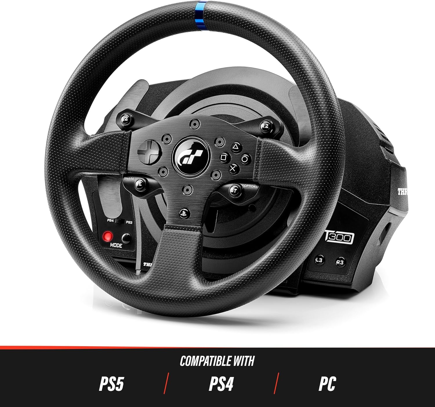 Thrustmaster T300 RS GT - Ensemble volant et pédales de course hautes performances avec retour de force pour PC, PS4, PS5 et PS5 Pro