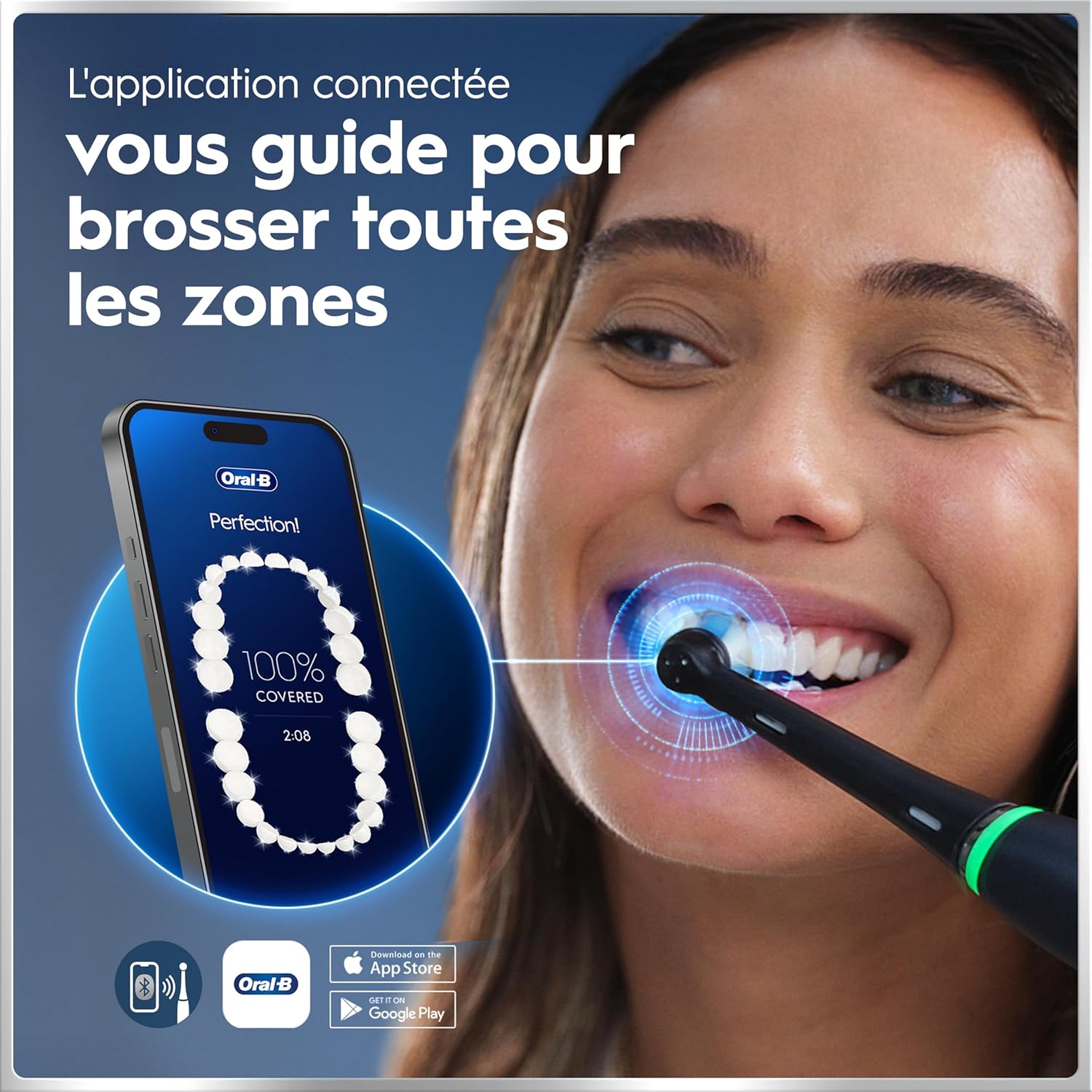 Oral-B Brosse A Dents Electrique iO 6 Noire, 5 Modes De Brossage Dont Blancheur Et Soin Des Gencives, Capteur De Pression, Ecran Interactif, 2 Brossettes De Rechange Oral B, Etui De Voyage