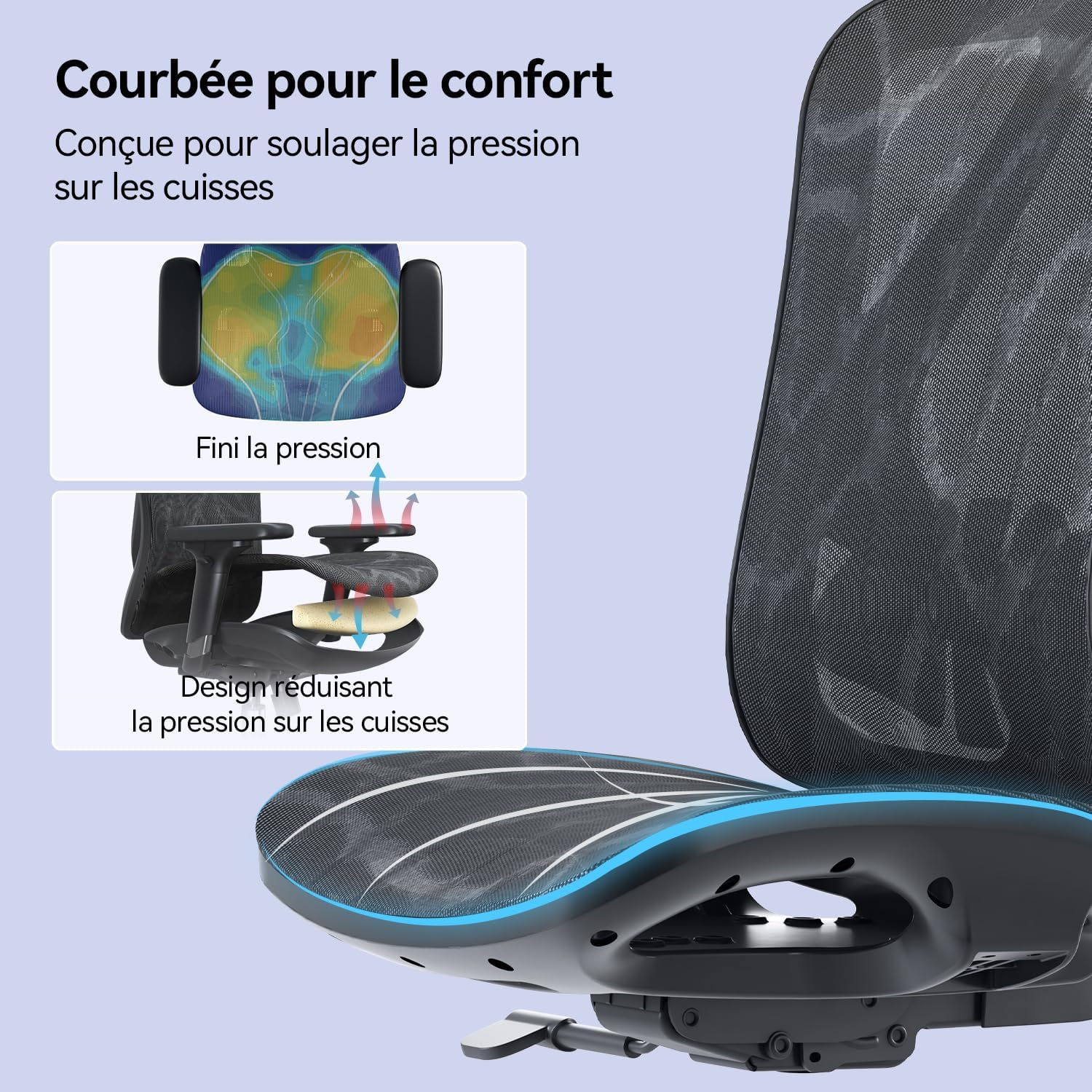 SIHOO Chaise de Bureau Ergonomique pour Ordinateur avec appuie-tête réglable, Dossier et accoudoirs en Maille Noir Mesh Chiar
