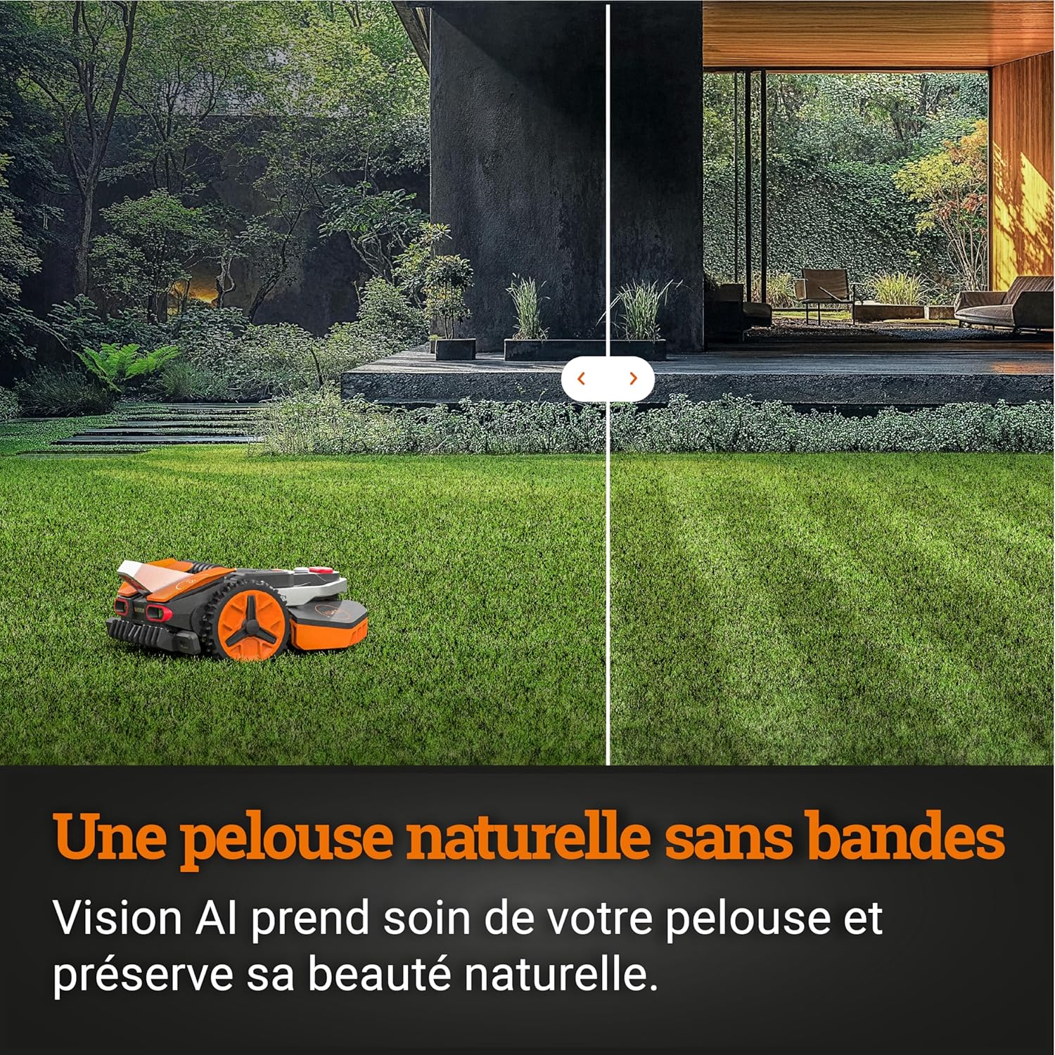 WORX LANDROID Vision WR205E, Robot Tondeuse sans Fil périphérique 500 m² Surf.Max 600 m², Installation en 30 Min, Caméra 4K + IA Adaptative, évite Tous Les Obstacles, Coupe des Bordures, Multizone