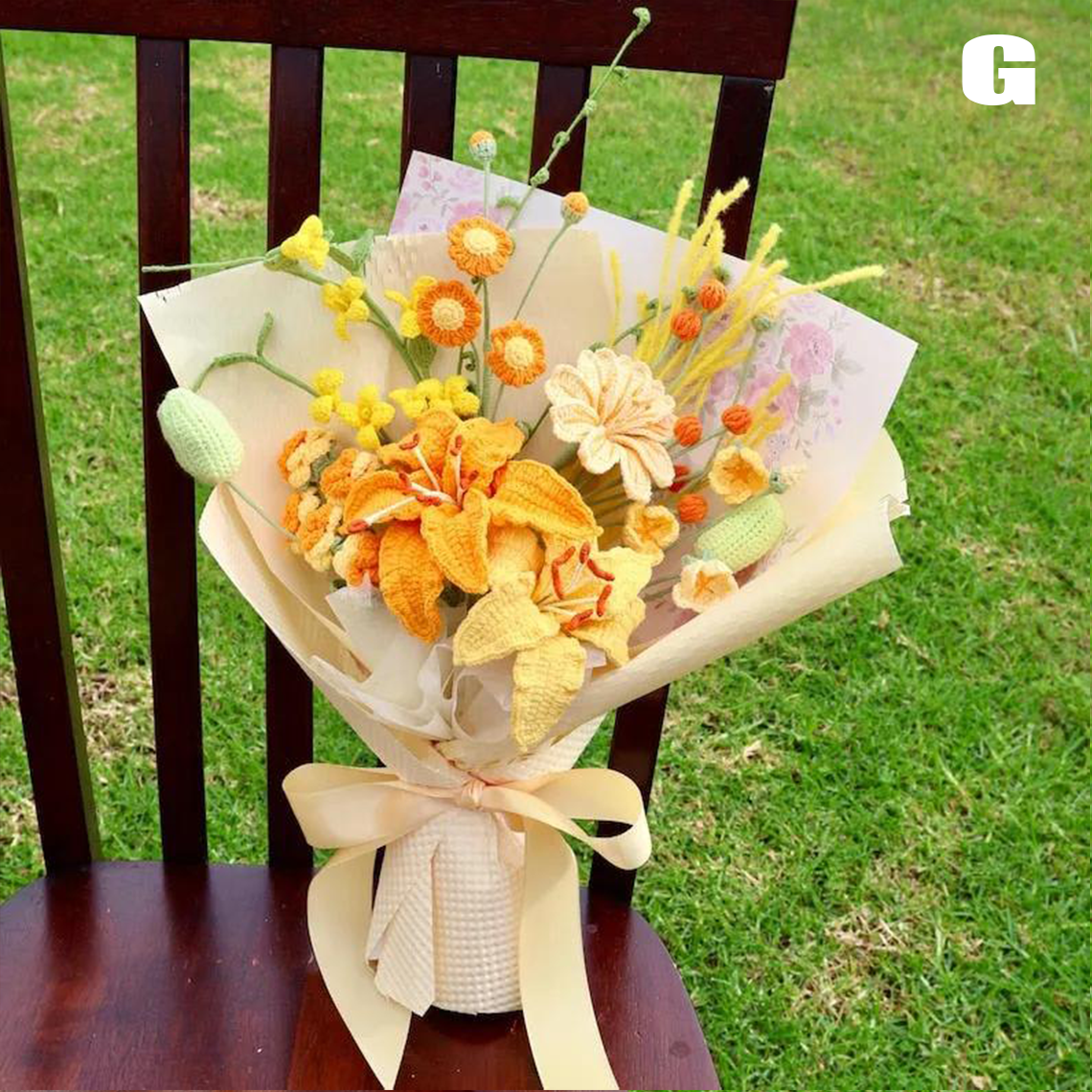 Bouquet de fleurs au crochet, lys tulipe rose cadeau fête des mères