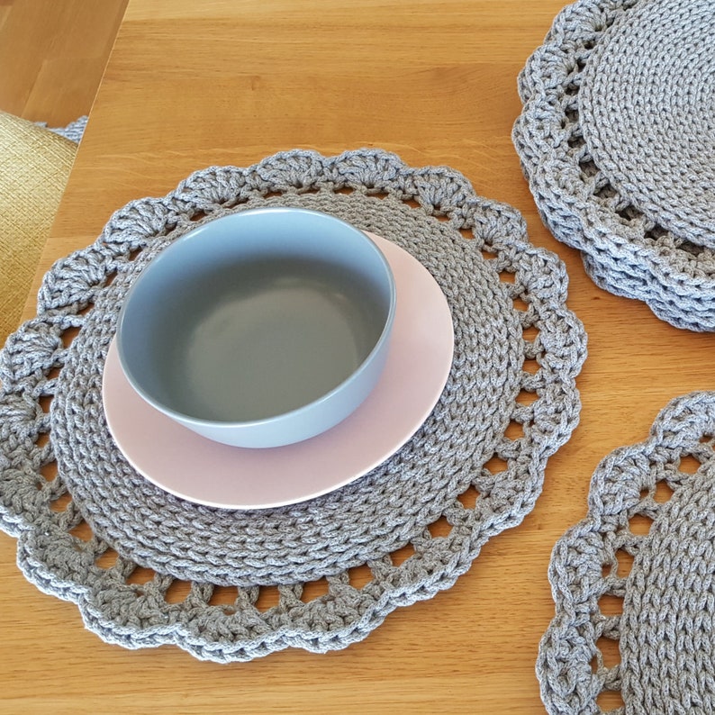 Sets de table crochetés faits main, serviettes tricot, plusieurs couleurs