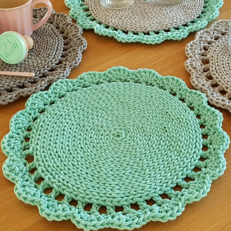 Sets de table crochetés faits main, serviettes tricot, plusieurs couleurs