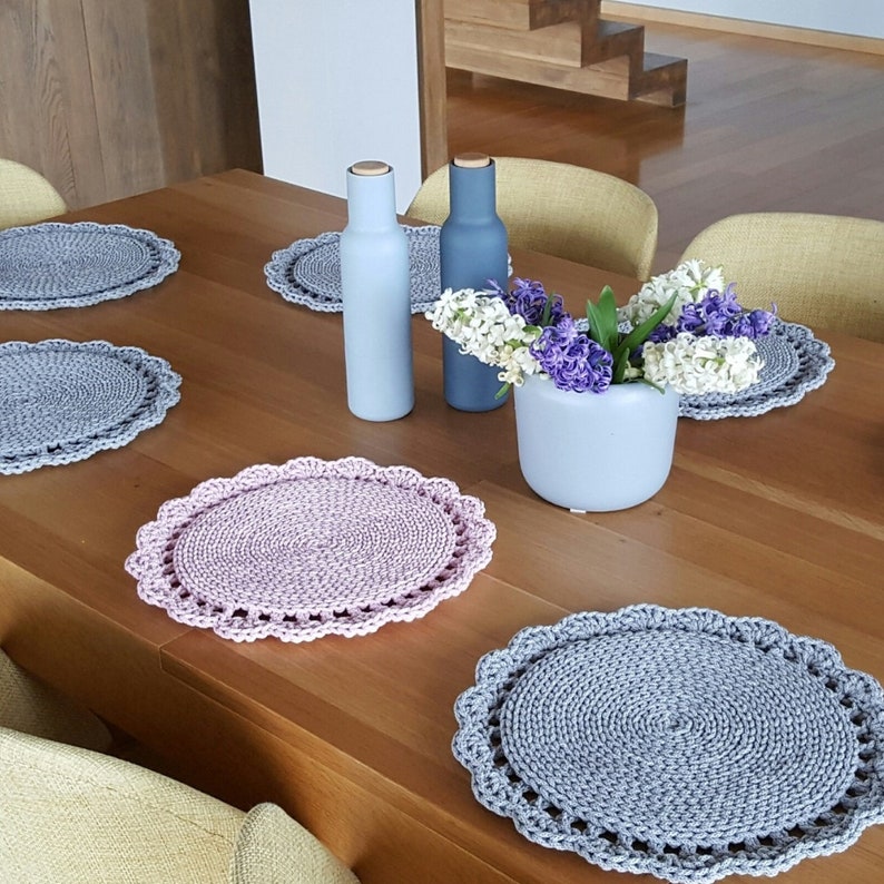 Sets de table crochetés faits main, serviettes tricot, plusieurs couleurs