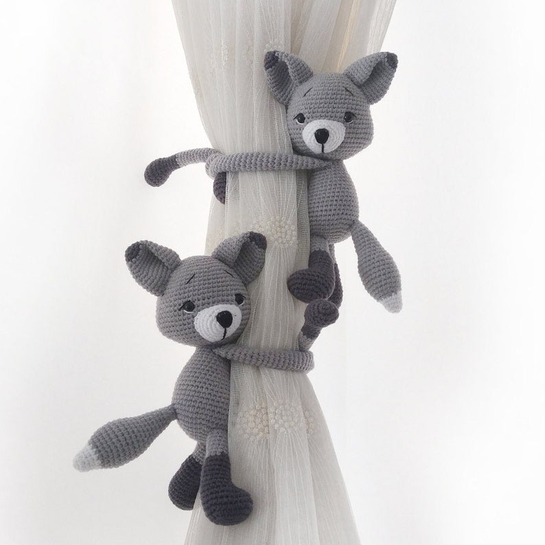 Support pour attache-rideaux renard roux crochet décoration