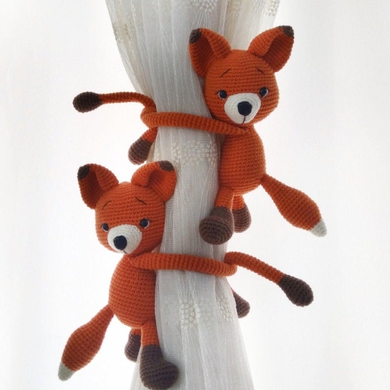 Support pour attache-rideaux renard roux crochet décoration