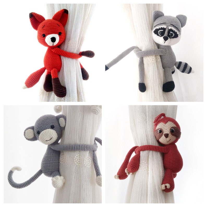 Embrasse de rideau animaux jungle amigurumi déco intérieure