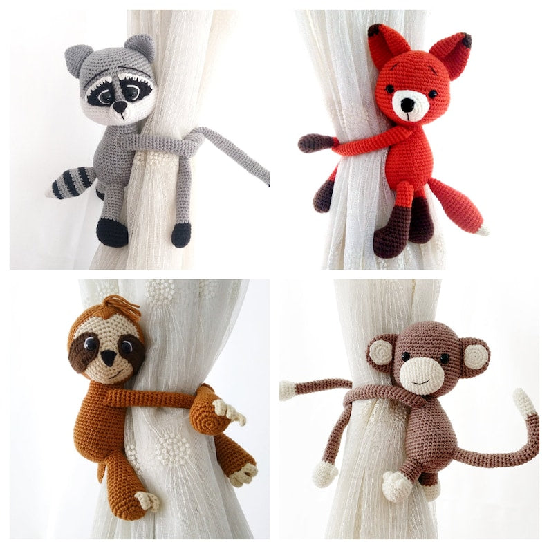 Embrasse de rideau animaux jungle amigurumi déco intérieure