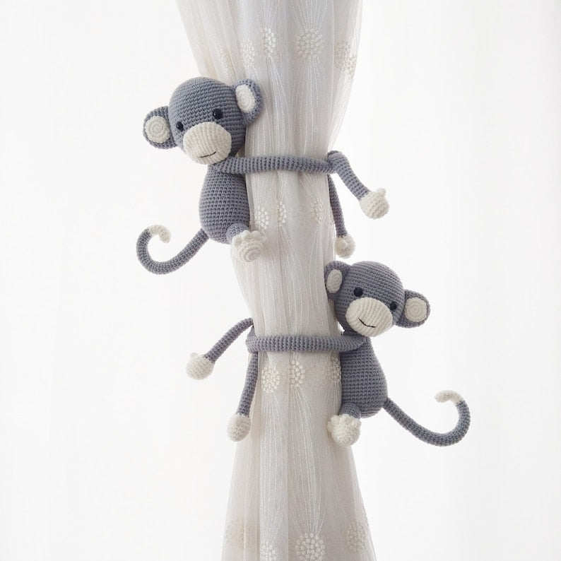 Embrasse de rideau animaux jungle amigurumi déco intérieure