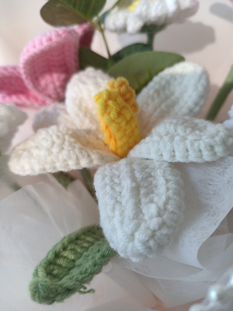 Bouquet de fleurs au crochet : cadeau tulipe, rose, marguerite fait main