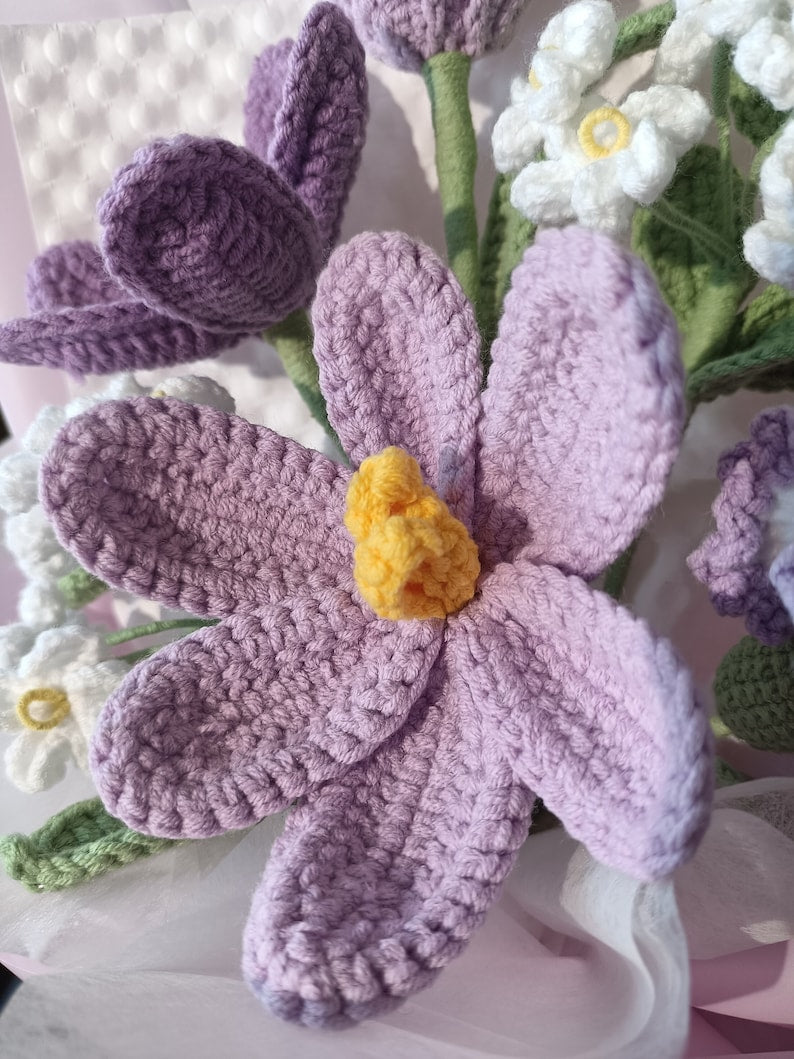 Bouquet de fleurs au crochet : cadeau tulipe, rose, marguerite fait main