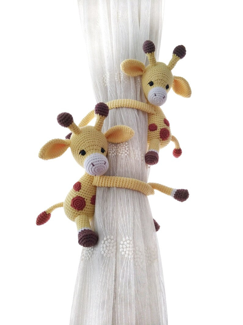 Embrasse de rideau crochet girafe jaune amigurumi décoration