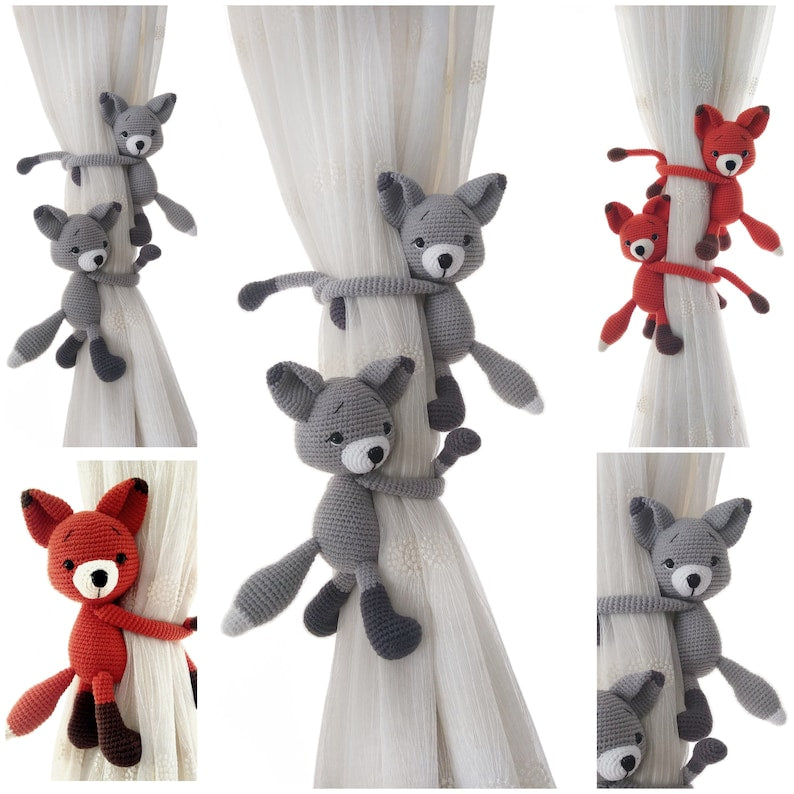 Embrasse de rideau crochet renard roux amigurumi décoration