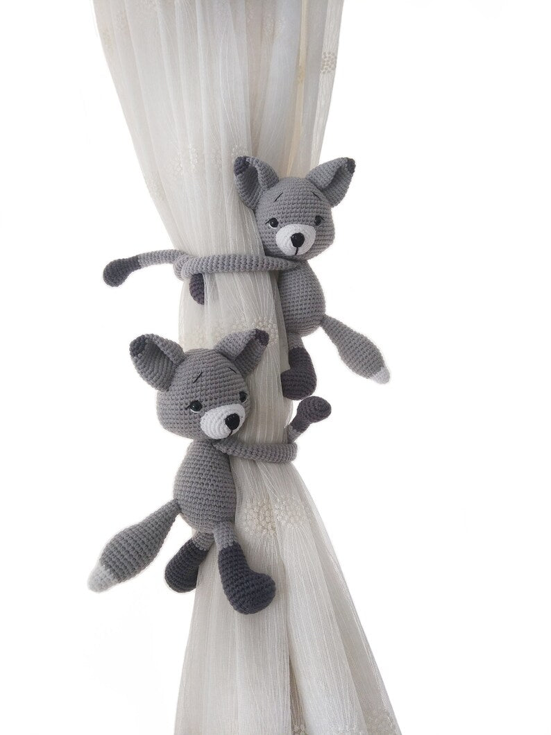 Embrasse de rideau crochet renard roux amigurumi décoration