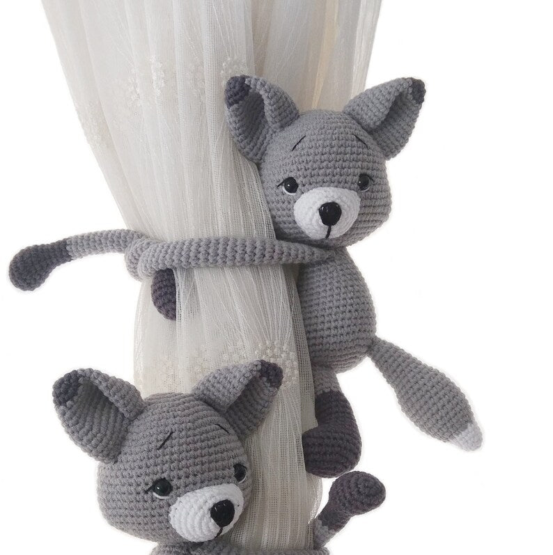 Embrasse de rideau crochet renard roux amigurumi décoration