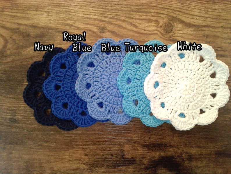 Sous-verres fleuris au crochet en coton, lot de 4