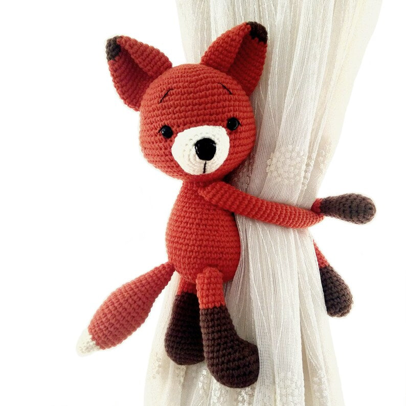 Embrasse de rideau crochet renard roux amigurumi décoration
