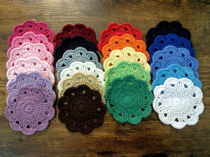 Sous-verres fleuris au crochet en coton, lot de 4