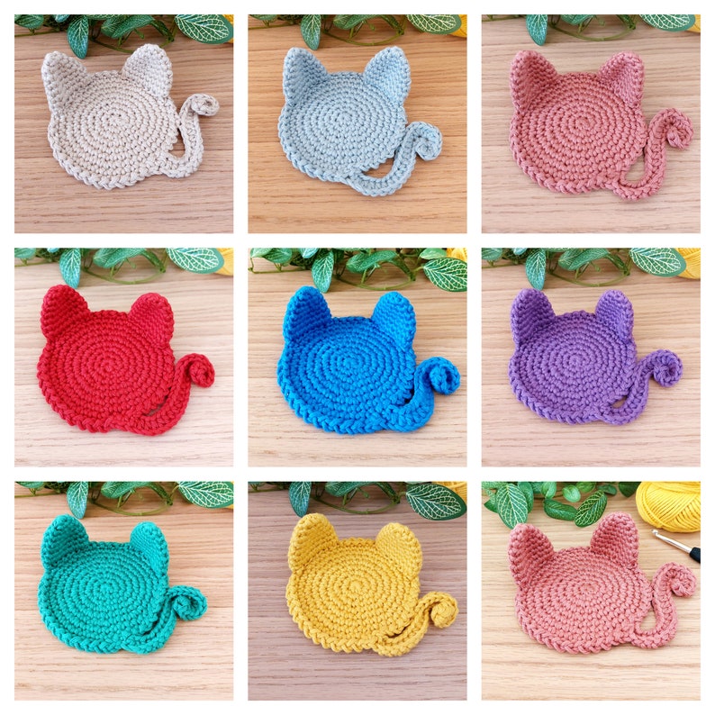 Sous-verres chat au crochet, idée cadeau déco table basse