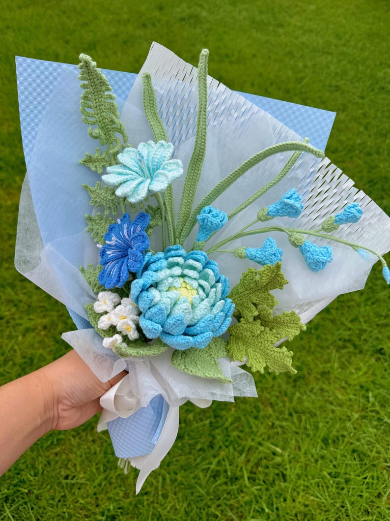 Bouquet de fleurs au crochet, dahlias roses tricotées déco maison