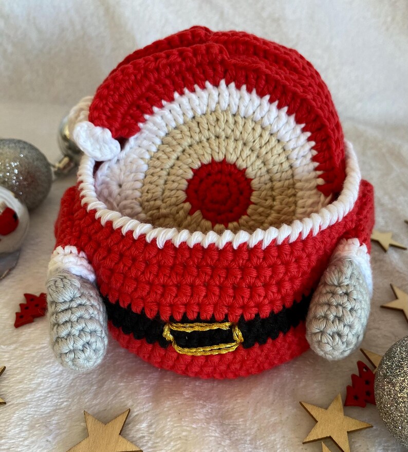 Sous-verres de Noël au crochet, motifs Père Noël décoratifs
