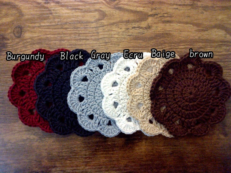 Sous-verres fleuris au crochet en coton, lot de 4