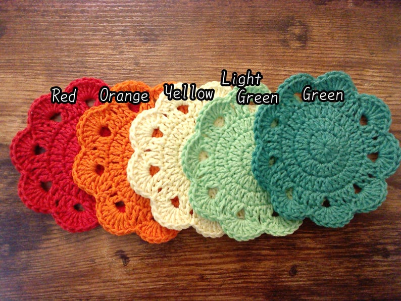 Sous-verres fleuris au crochet en coton, lot de 4