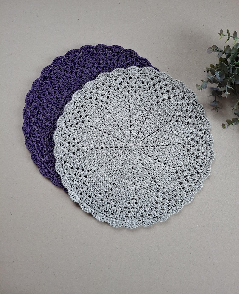 Set de table rond crocheté fait main, décoration de table élégante
