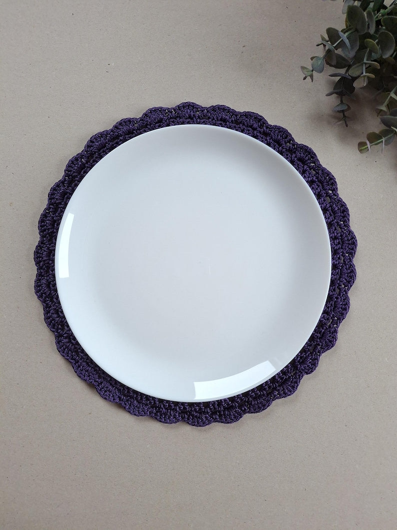 Set de table rond crocheté fait main, décoration de table élégante