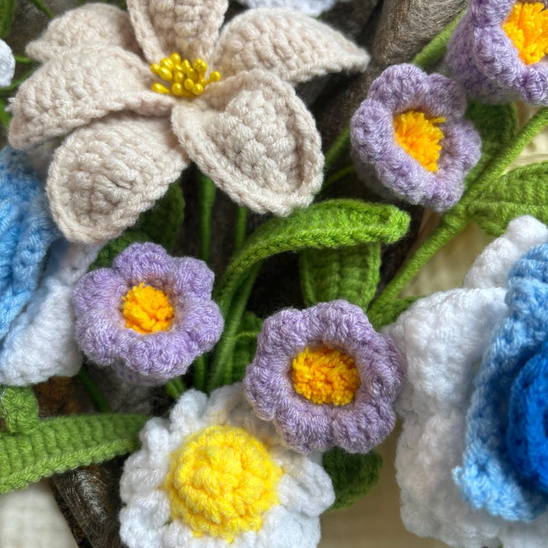 Bouquet de fleurs au crochet, tulipes roses cadeau anniversaire mariage