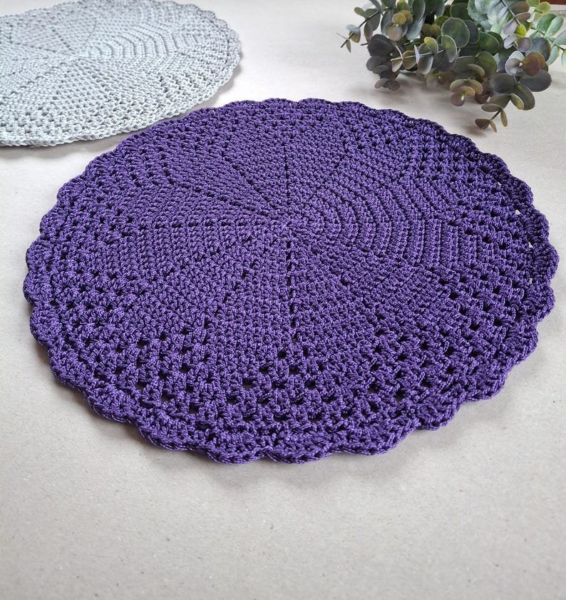 Set de table rond crocheté fait main, décoration de table élégante