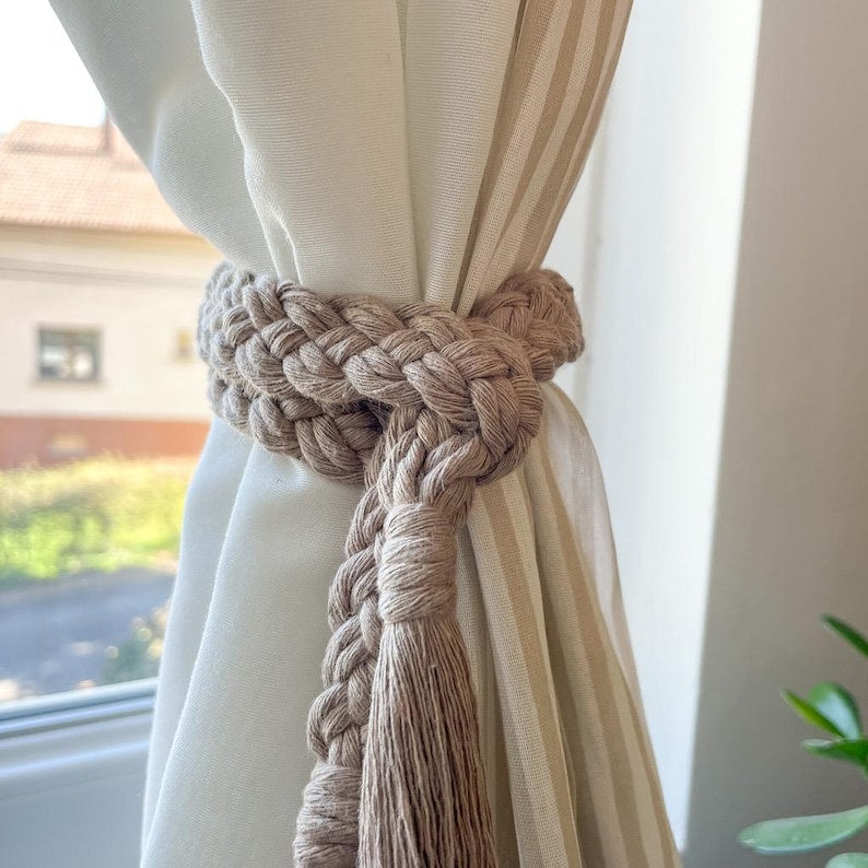 Embrasse de rideau en macramé bohème sans perçage cocooning