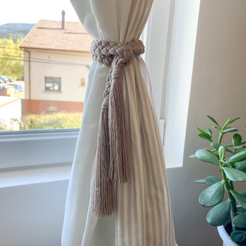 Embrasse de rideau en macramé bohème sans perçage cocooning