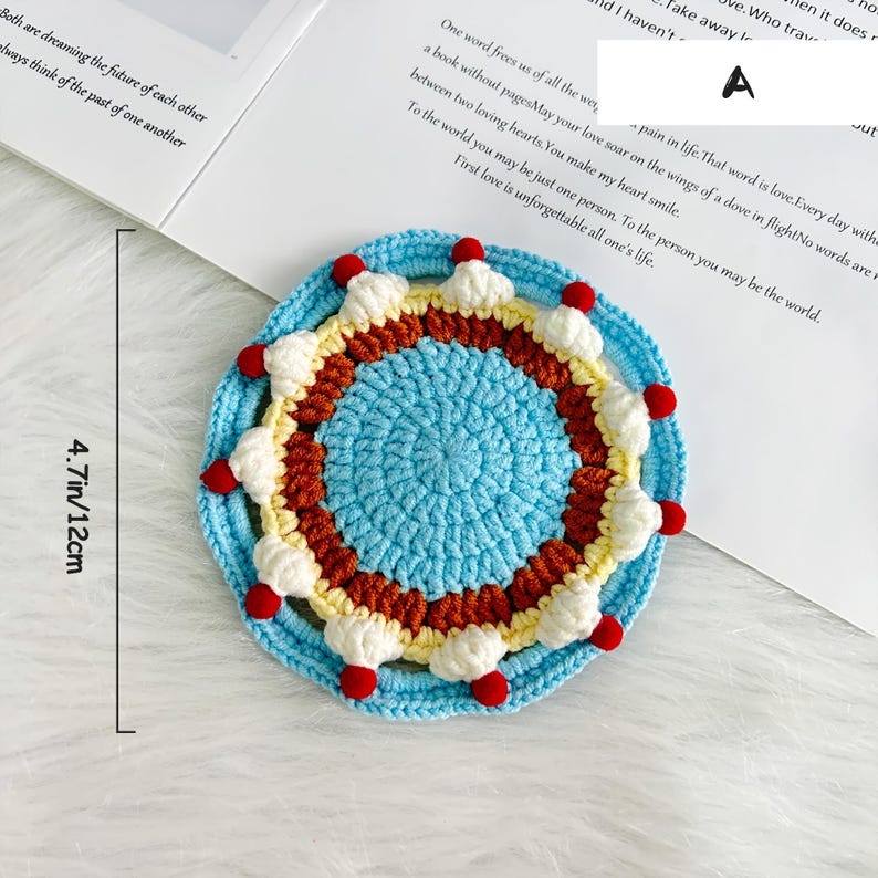 Sous-verres fleurs roses et tournesol au crochet, déco cuisine