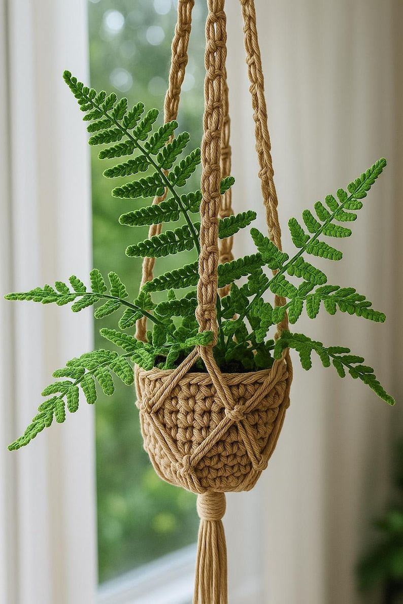 Suspension fougère crochet panier macramé décoration bohème plante