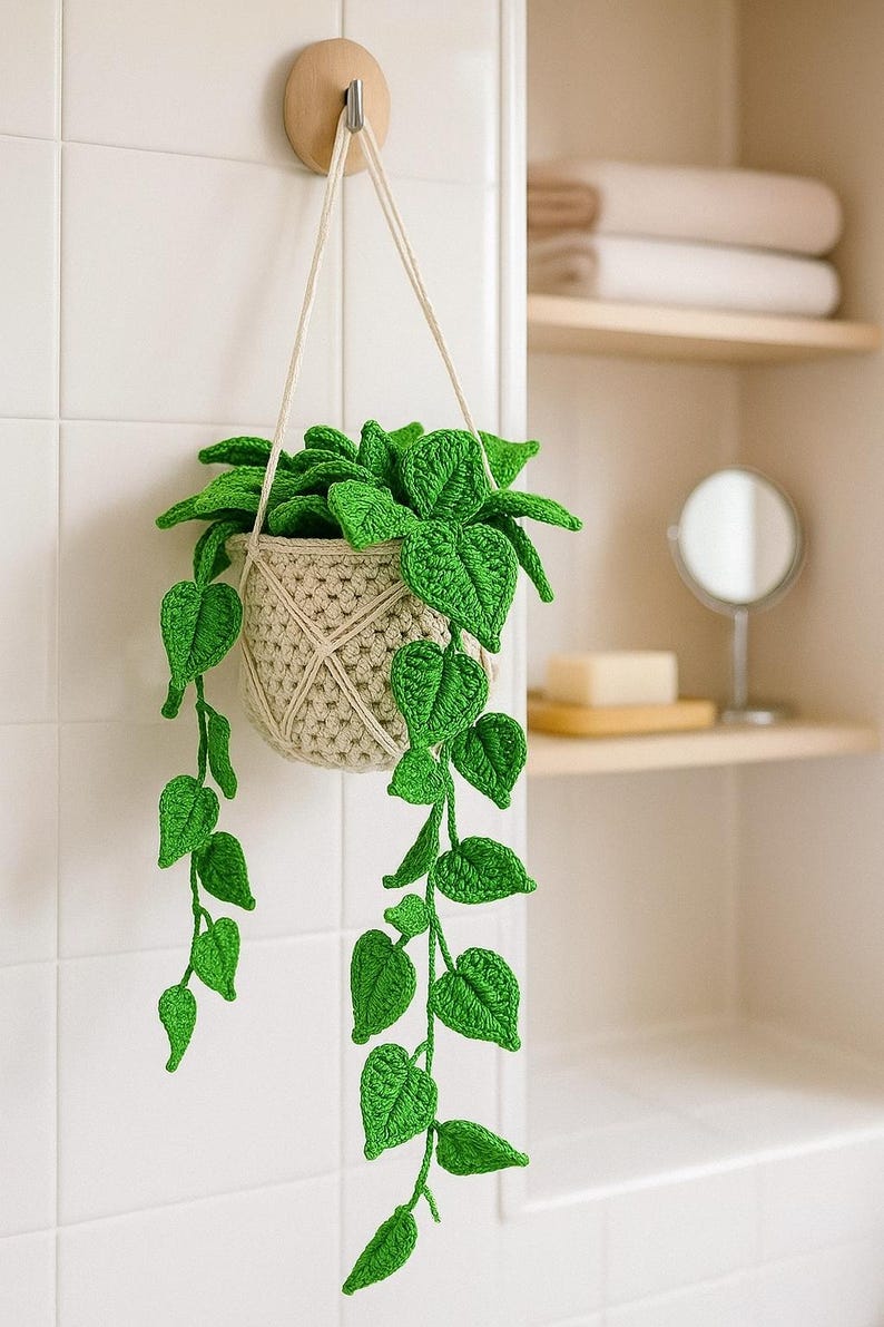 Suspension plante crochet verdure murale bohème panier macramé