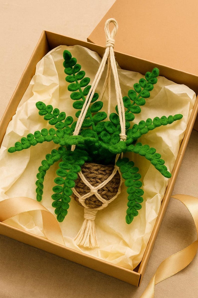 Suspension fougère crochet panier macramé décoration murale bohème