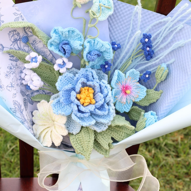 Bouquet de fleurs au crochet, pivoines tulipe rose cadeau fête des mères