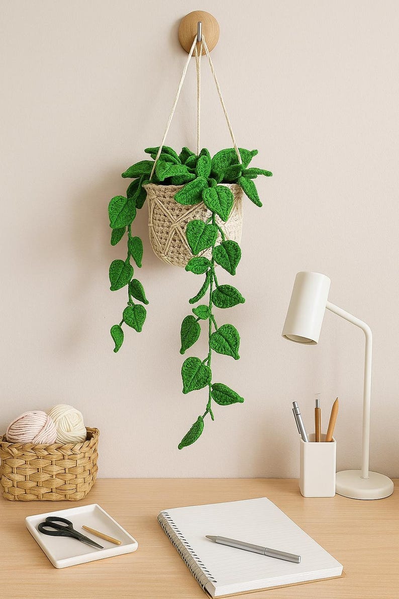 Suspension plante crochet verdure murale bohème panier macramé