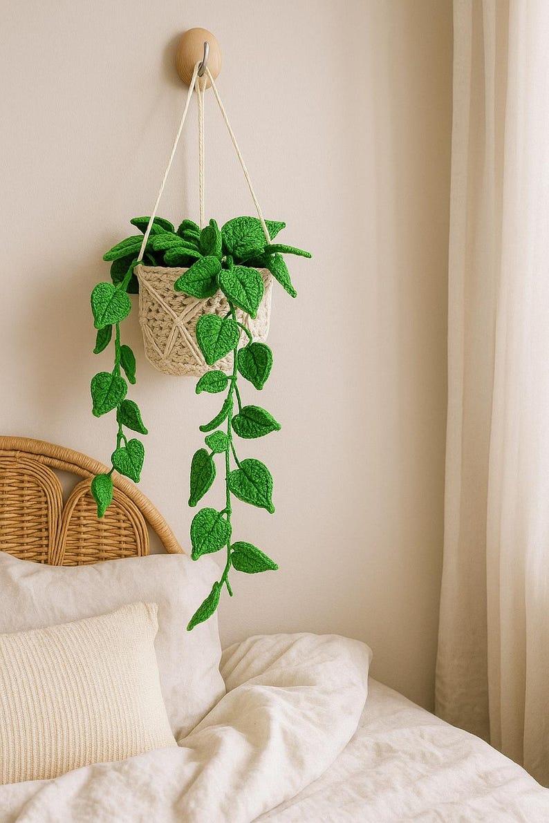 Suspension plante crochet verdure murale bohème panier macramé