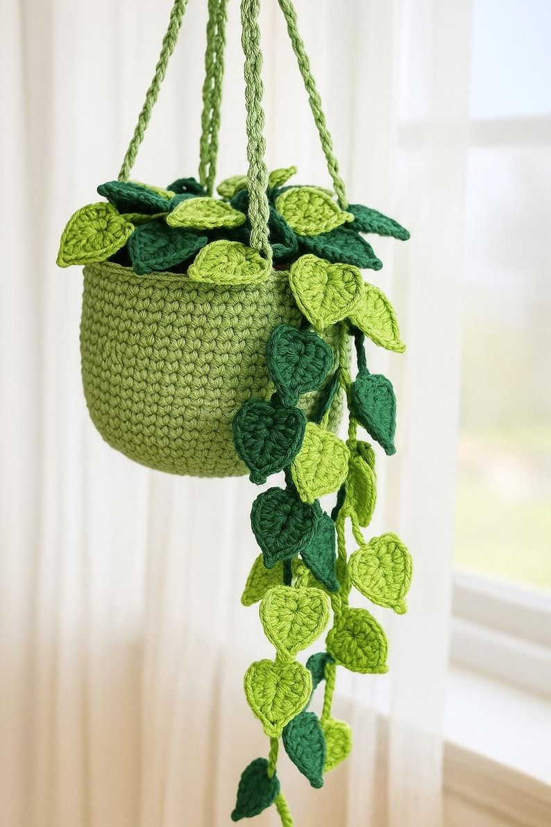 Suspension plante crochet verdure murale bohème panier macramé