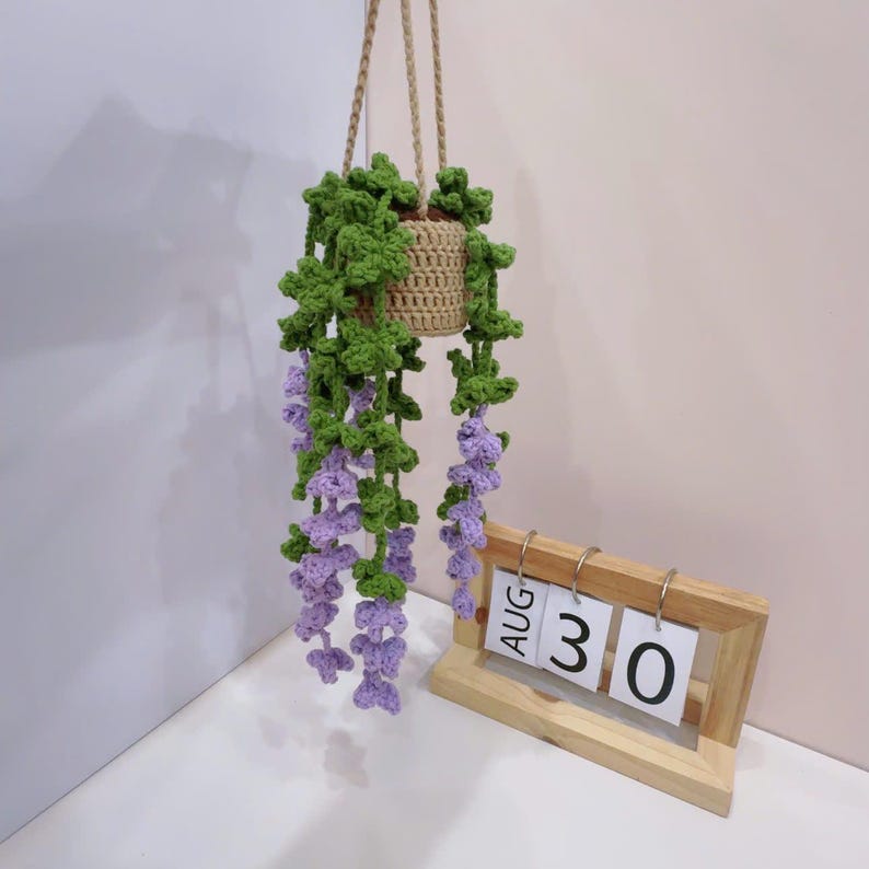 Suspension plante crochet voiture rose violet blanc jaune rouge