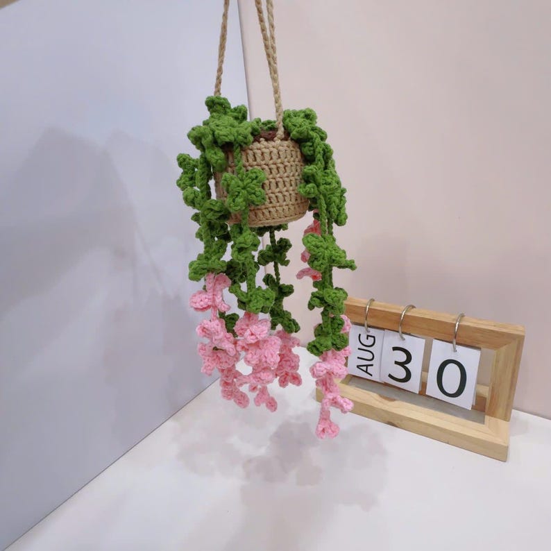 Suspension plante crochet voiture rose violet blanc jaune rouge