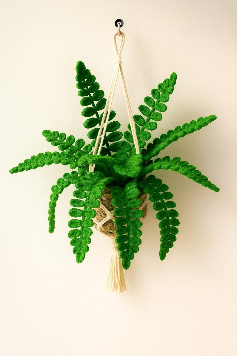 Suspension fougère crochet panier macramé décoration murale bohème