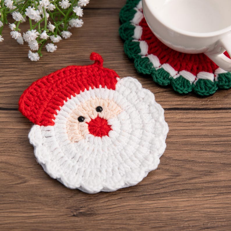 Sous-verres de Noël au crochet, décoration festive de table
